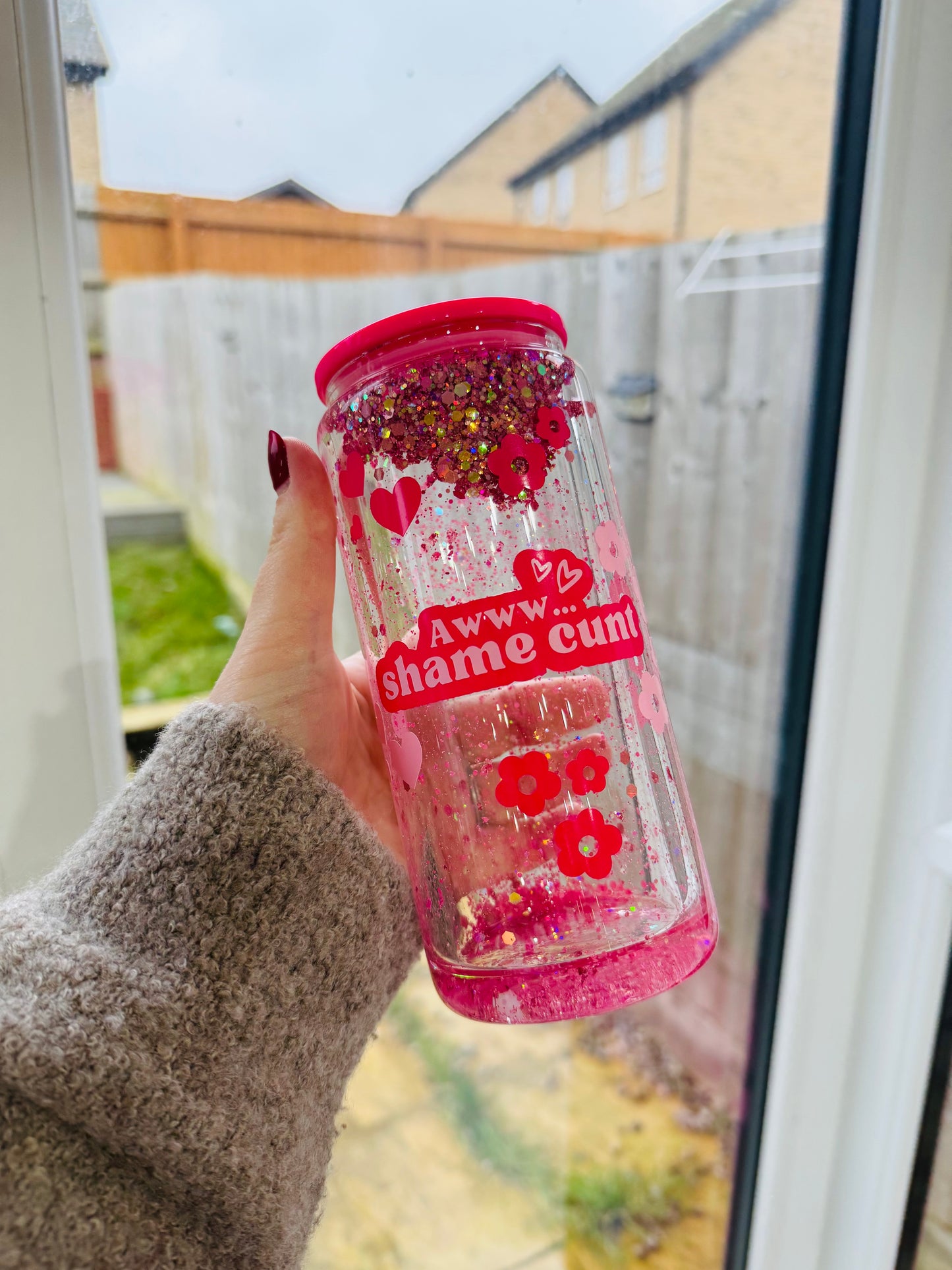 Personalised Glass Glitter tumbler