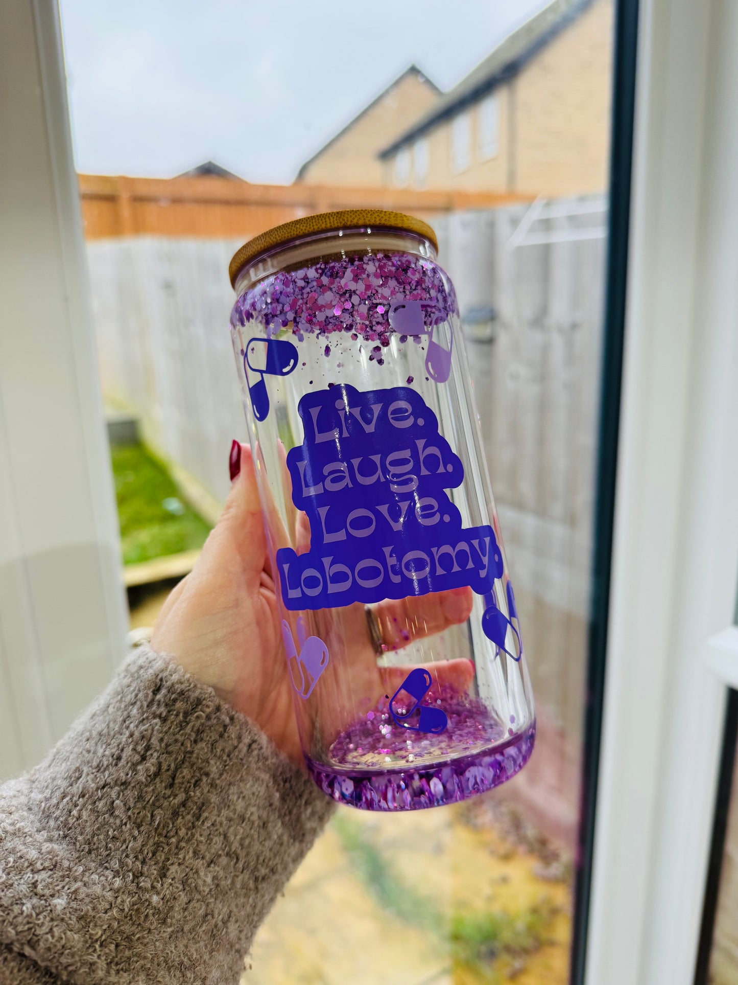 Personalised Glass Glitter tumbler