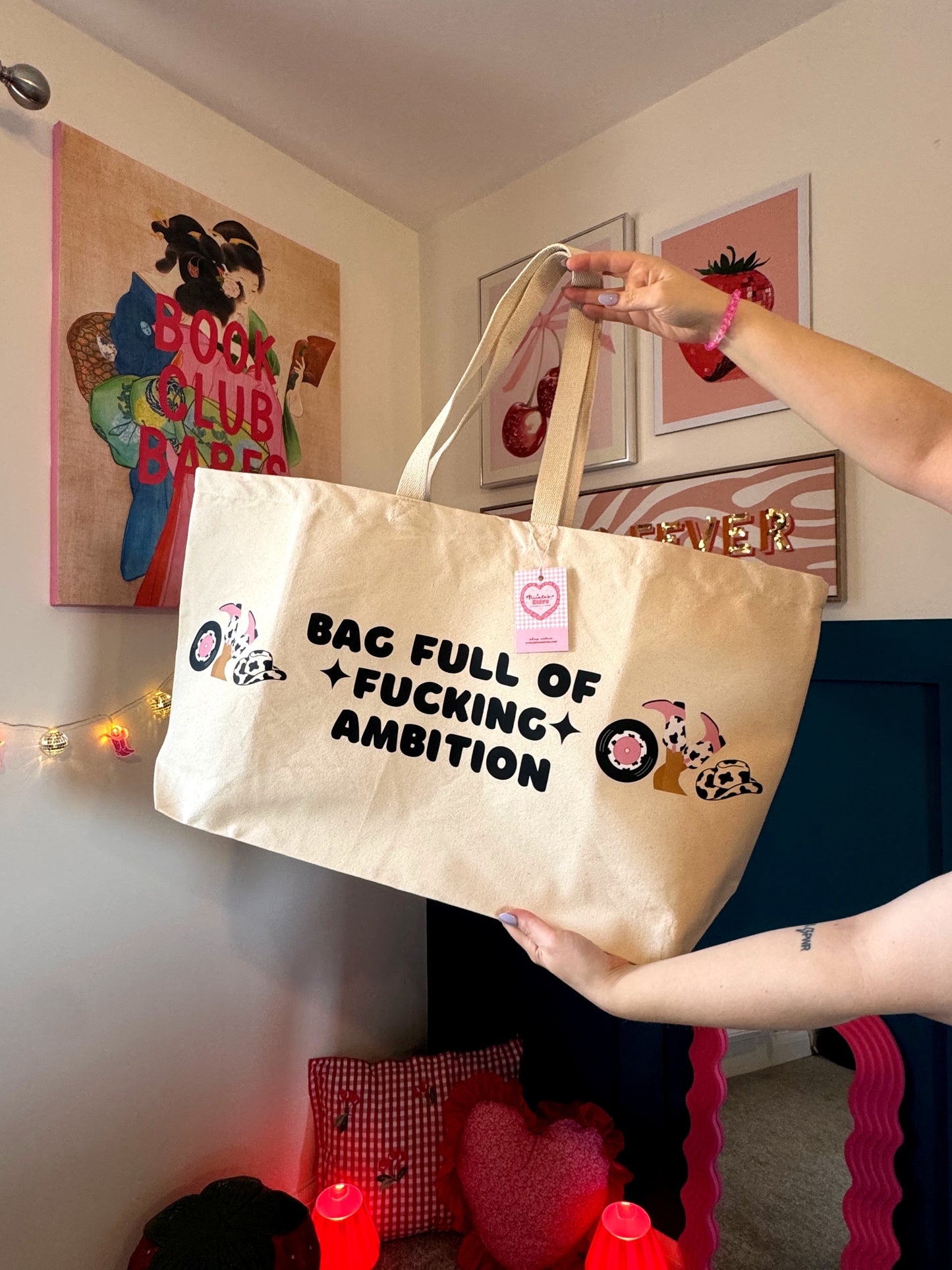 'Bag full of Fucking ambition' Oversized Tote